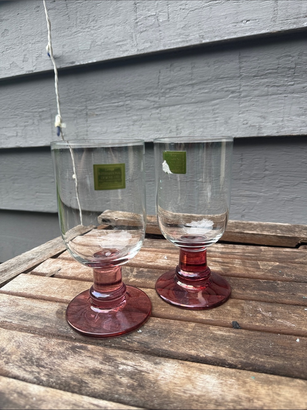 Dansk Clear Goblets with Ruby Red Stems and Bases - Set of 2